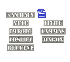 Wiccan Festivities Stencil STL File - for 3D printing - FILE ONLY - Samhain Yule Imbolc Eostra Beltane Lithe Lammas Mabon