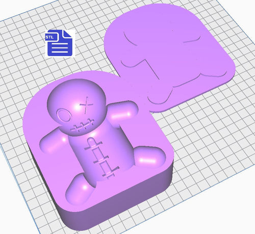 Voodoo Doll Bath Bomb Mold STL File - for 3D printing - FILE ONLY - 2 piece Hand Press Voodoo Bath Bomb Mold - Bubble Voodoo Doll