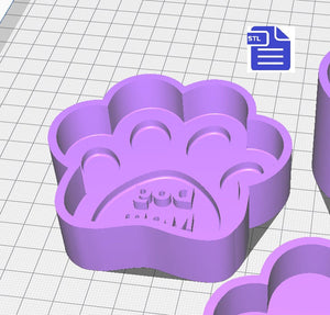Dog Mom Paw Bath Bomb Mold STL File - for 3D printing - FILE ONLY - 3 piece Mother's Day Pet Bath Bomb Hand Press Mould