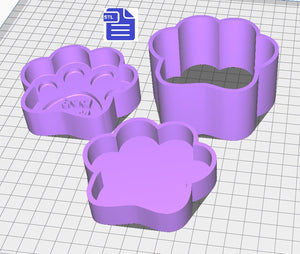 Dog Mom Paw Bath Bomb Mold STL File - for 3D printing - FILE ONLY - 3 piece Mother's Day Pet Bath Bomb Hand Press Mould