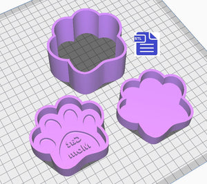3pc Cat Mom Paw Bath Bomb Mold STL File - for 3D printing - FILE ONLY - 3 piece Pet Mother's Day Bath Bomb Hand Press Mould