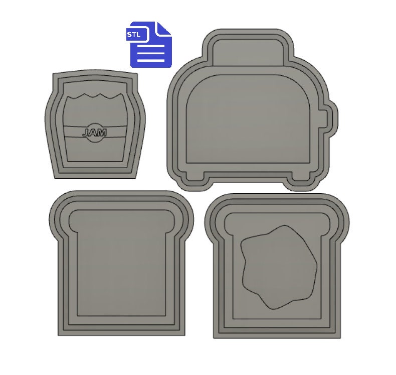 Toast Shaker Set with Mold Housing STL File - for 3D printing - FILE ONLY - all designs include a tray to make your own silicone molds