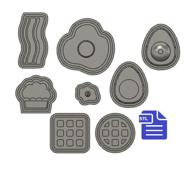 Breakfast Set with Mold Housing STL File - for 3D printing - FILE ONLY - diy freshies mold