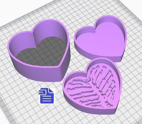 3pc Heart Rib Cage Bath Bomb Mold STL File - for 3D printing - FILE ONLY - Rib Cage Bath Bomb Press - Shower Steamer