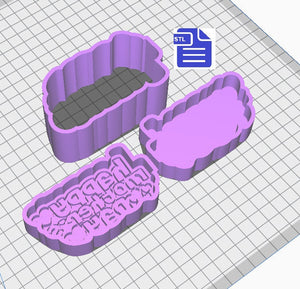 3 pc Happy Mother's Day Bath Bomb Mold STL File - for 3D printing - FILE ONLY - 3 piece Mother's Day Bath Bomb Hand Press Mould with hearts