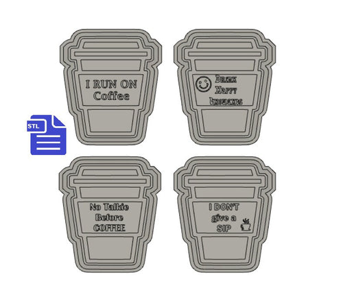 Quirky Coffee Cups Silicone Mold Housing STL File - for 3D printing - FILE ONLY - with tray to make your own silicone molds