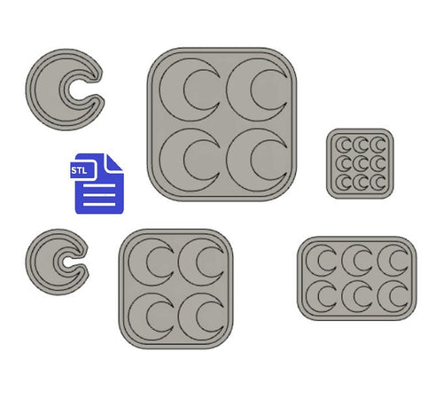 Crescent Moon Mold Tray STL File - for 3D printing - FILE ONLY - for making your own silicone molds - diy freshies mold