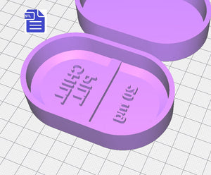 3pc Chill Pill Bath Bomb Mold STL File - for 3D printing - FILE ONLY - 3 piece Chill Pill Hand Press Bath Bomb Mould