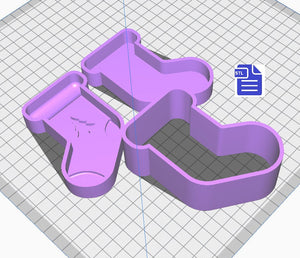 3pc Stocking Bath Bomb Mold STL File - for 3D printing - FILE ONLY