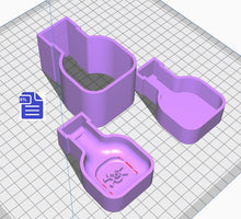 Load image into Gallery viewer, 3pc Poision Potion Bath Bomb Mold STL File - for 3D printing - FILE ONLY - 3 piece Hand Press Bath Bomb Mould