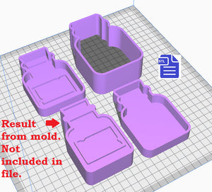 3pc Apothecary Jar Bath Bomb Mold STL File - for 3D printing - FILE ONLY - 3 piece hand press bath bomb mould