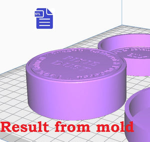 3pc Pixie Dust Bath Bomb Mold - Magic Potion Label Bath Bomb Mold STL File - for 3D printing - FILE ONLY - 3 piece hand press mold