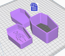 Load image into Gallery viewer, 3pc Skeleton Coffin Bath Bomb Mold STL File - for 3D printing - FILE ONLY - 3 piece Coffin Hand Press Bath Bomb Mould - Shower Steamer