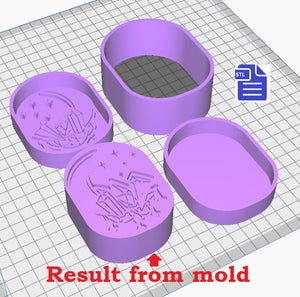 3pc Celestial Moon Bath Bomb Mold Bath Bomb Mold STL File - for 3D printing - FILE ONLY - 3 piece hand press bath bomb mould