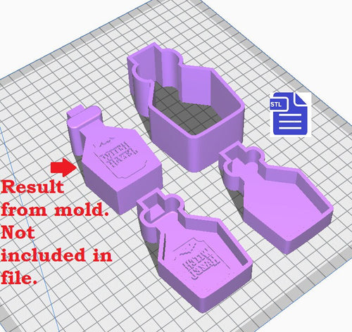 3pc Witch Hazel Potion Bath Bomb Mold STL File - for 3D printing - FILE ONLY - 3 piece hand press bath bomb mould