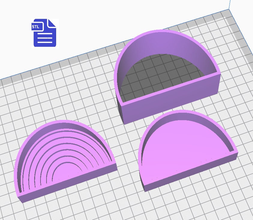 3pc Rainbow Bath Bomb Mold STL File - for 3D printing - FILE ONLY - 3 piece Rainbow Hand Press Bath Bomb Mold