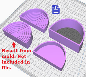 3pc Rainbow Bath Bomb Mold STL File - for 3D printing - FILE ONLY - 3 piece Rainbow Hand Press Bath Bomb Mold