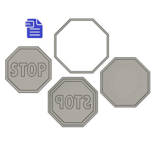 3pc Stop Sign Bath Bomb Mold STL File - for 3D printing - FILE ONLY - 3 piece manual hand press mold