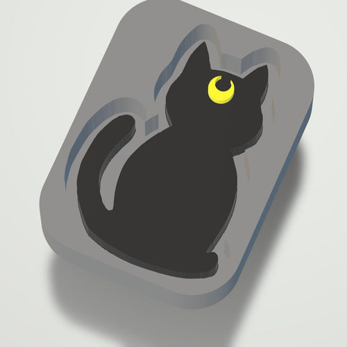 Crescent Moon Cat STL File - for 3D printing - FILE ONLY - with tray included to make silicone molds - diy freshies mold