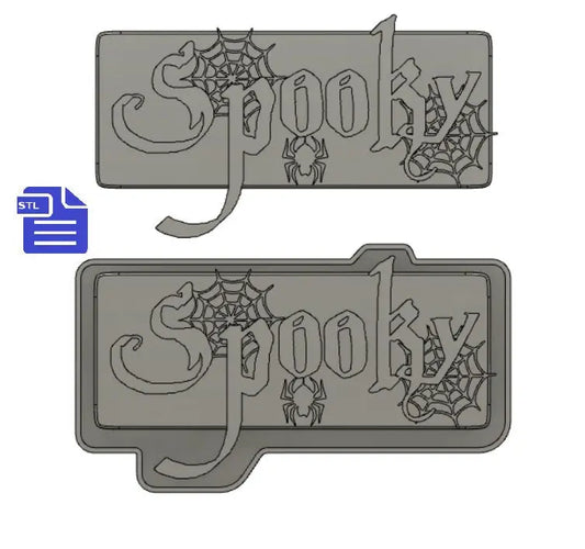 spooky Banner STL File - for 3D printing - FILE ONLY - diy Halloween decor - includes design with tray to easily make your own silicone mold - The Crafts and Glitter Shop