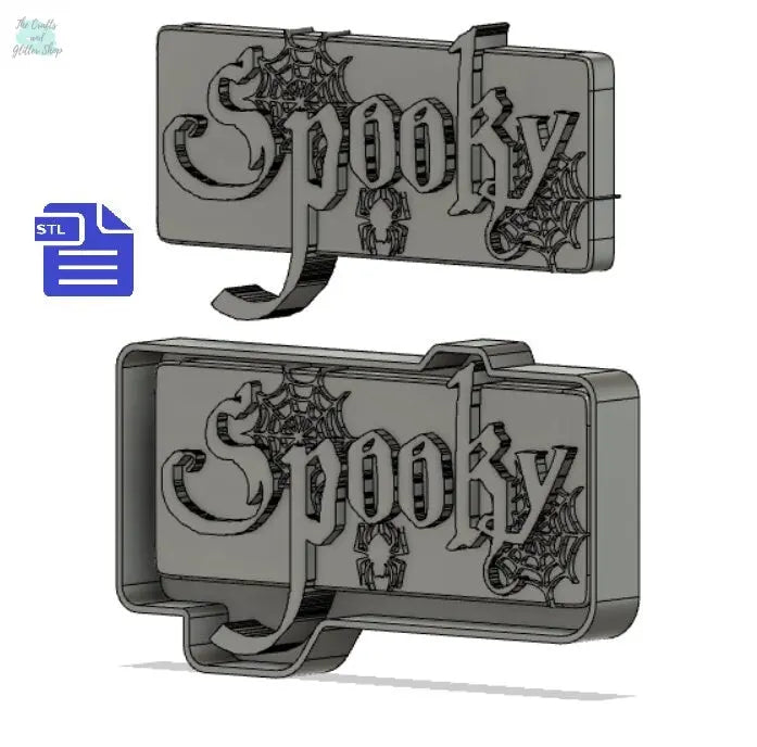 spooky Banner STL File - for 3D printing - FILE ONLY - diy Halloween decor - includes design with tray to easily make your own silicone mold - The Crafts and Glitter Shop