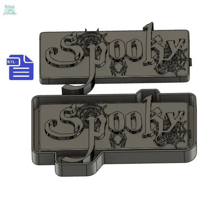 spooky Banner STL File - for 3D printing - FILE ONLY - diy Halloween decor - includes design with tray to easily make your own silicone mold - The Crafts and Glitter Shop